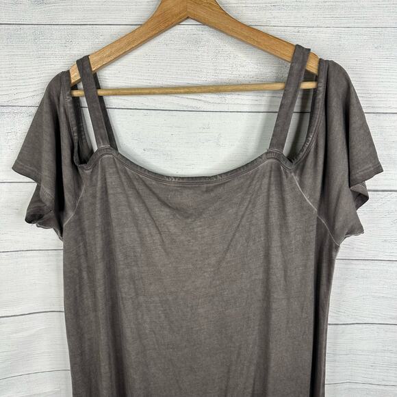 Cloth & Stone Womens size Large Cold Shoulder Midi Dress Gray Beachy Coastal - Picture 6 of 9